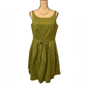 Taylor vintage look olive green sleeveless fit and flair dress